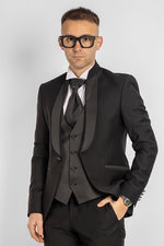 Abito Collo Coreana Collo Damascato 747 | Nero