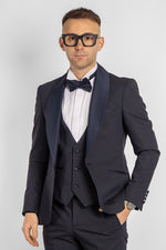 Costume smoking damassé 762 | Bleu