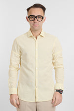 Slim Basic Linen Blend Shirt | Light Yellow 36
