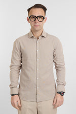 Camicia Linen Blend Slim Basic | Beige 9