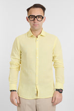 Linen Blend Slim Basic Shirt | Intense Yellow 37