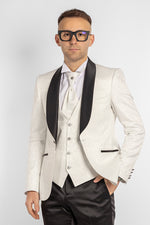 Costume smoking damassé 709 | Blanc