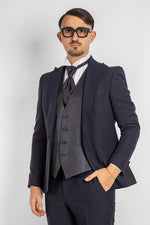 819 Robe travaillée avec poitrine en lance | Bleu