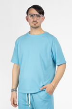 Felpa in Cotone Girocollo Mezza Manica | 2 Per €20 | Celeste 33