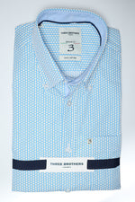 Camicia Button Down Regular Fantasia | Geometrica Azzurro e Arancione 04