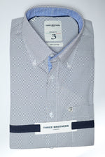 Chemise boutonnée à motif régulier | Pois bleus et beiges 17