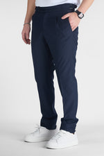 Pantalone Monte Carlo con Fibbia Laterale e Pinces | Blu