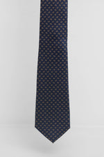 Cravatta Tre Pieghe Fantasia Cashmere Fondo Blu e Marrone | 2 Per €20