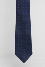 Cravatta Tre Pieghe Fantasia Unica Fondo Blu Crocette Celesti | 2 Per €20
