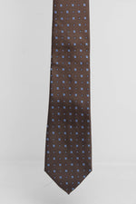 Cravatta Tre Pieghe Fantasia Unica Fondo Marrone e Celeste | 2 Per €20