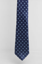 Cravatta Tre Pieghe Fantasia Unica Geometrica Fondo Blu e Celeste | 2 Per €20