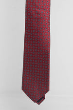 Cravatta Tre Pieghe Fantasia Unica Geometrica Fondo Bordeaux e Grigio | 2 Per €20