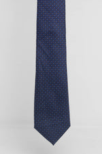 Cravatta Tre Pieghe Fondo Blu Quadratini Marroni | 2 Per €20