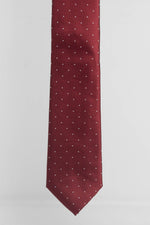 Cravatta Tre Pieghe Micro Pois Fondo Bordeaux e Bianco | 2 Per €20