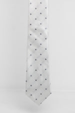 Cravatta Tre Pieghe Pois Fondo Bianco e Grigio Chiaro | 2 Per €20