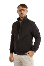 Mutino Water-Repellent Bomber Jacket with Detachable Hood | Black