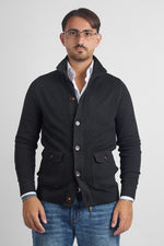 Cardigan Bottoni e Tasche Nido D'Ape 261460 | Nero