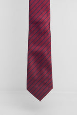 Cravatta Tre Pieghe Regimental Stretta Fondo Bordeaux Riga Blu | 2 Per €20