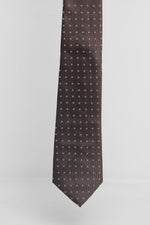 Cravatta Tre Pieghe Rombetti Bianchi su Fondo Marrone | 2 Per €20