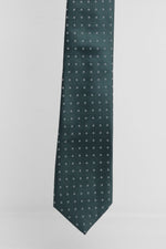 Cravatta Tre Pieghe Rombetti Bianchi su Fondo Verde | 2 Per €20