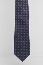 Cravatta Tre Pieghe Rombetti e Fiori Fondo Prugna | 2 Per €20