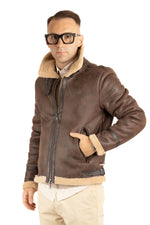 Lunettes de soleil aviateur en peau de mouton écologique | Marron foncé