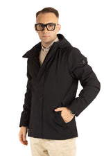 Parka courte doublée en micropolaire | Noire