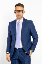 Robe Alex à deux boutons en tissu tissé | Bleu 7