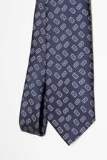 Cravatta Tre Pieghe Fantasia Rettangoli | Blu e Celeste