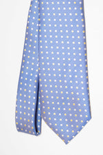 Cravatta Tre Pieghe Fantasia Poua | Celeste Bianco e Giallo