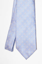 Cravatta Tre Pieghe Fantasia Quadratini | Celeste e Bianco