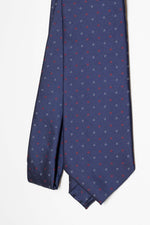 Cravatta Tre Pieghe Fantasia Micro Trattini | Blu e Rosso
