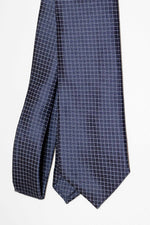 Cravatta Tre Pieghe Fantasia Quadrati | Blu e Bianco