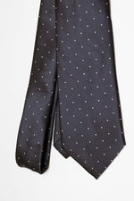 Cravatta Tre Pieghe Fantasia Poua | Nero e Bianco