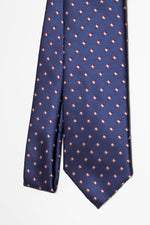 Cravatta Tre Pieghe Fantasia Rettangoli | Blu e Rosso