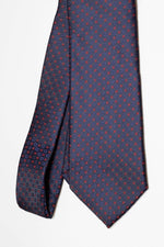 Cravatta Tre Pieghe Fantasia Micro Puntini Organizzati | Blu e Rosso