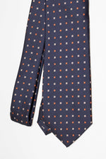 Cravatta Tre Pieghe Fantasia Fiorellini | Blu Rosso e Bianco