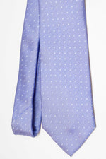 Cravatta Tre Pieghe Fantasia Poua | Celeste C e Bianco