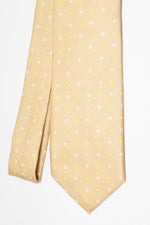 Cravatta Tre Pieghe Fantasia Quadratini | Oro Beige e Bianco