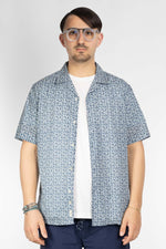 Camicia Mezza Manica Oversize in Cotone Fantasia | Celeste e Blu 12
