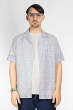 Camicia Mezza Manica Oversize Misto Lino Fantasia | Blu 09