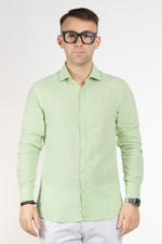 Linen Blend Slim Basic Shirt | Apple 70