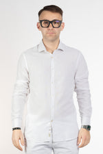 Camicia Linen Blend Slim Basic | Bianco 1