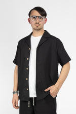 Oversized Worked Fabric Shirt + Bermuda Shorts Set | Black 15