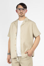 Oversized Striped Fabric Shirt + Trousers Set | Beige 45