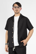 Ensemble chemise et pantalon en tissu rayé surdimensionné | Noir 15