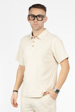 Complete Polo + Bermuda in Worked Fabric | Beige 15