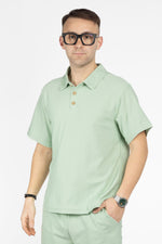 Ensemble Polo + Bermuda en Tissu Tissé | Vert pomme 34