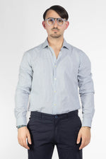 Camicia 100% Cotone Semi Slim Fantasia | Bianco Verde 20