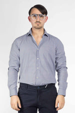 Camicia 100% Cotone Semi Slim Fantasia | Pallini Blu e Arancione 22